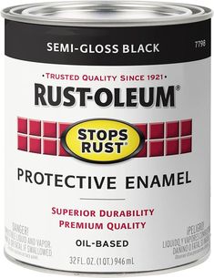 Rust-Oleum 7798502 Stops Rust Brush On Paint, Quart, Semi-Gloss Black, 1 Quarts (Pack of 1) - Household Paint Solvents - Amazon.com Rustoleum Paint, Garage Door Paint, Dark Hunter, Paint Thinner, Mineral Spirits, Rust Oleum, Gloss Paint, Paint Types, How To Clean Metal