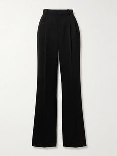 SAINT LAURENT's pants are destined to be the most worn in your wardrobe. They're made from black wool and cut in a slim-leg shape with a high-rise waist and extra long cuffs. Wear them with anything from shirts to slouchy knits. Black Suit Pants, Saint Laurent Shirt, Slim Leg Pants, Slim Fit Trousers, Suit Pants, Pleated Pants, Straight Leg Trousers, Slim Leg, Lookbook Outfits