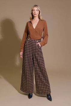 A tweed pant featuring side pockets with gold button detail and wide leg Details: Self : 100% PolyesterLining : 100% Polyester Size & Fit - Model is 5`8" And Wearing Size Small- Measurements Taken From Size Small- Approx. Length: 42" Inseam 29" Tweed Pants, Surplice Neckline, Capri Blue, Woven Top, Gold Buttons, Button Detail, Fitness Models, Wide Leg, Spandex