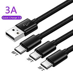 three different types of usb cables connected to each other with the text 3a fast charge