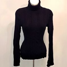 Nwot Marciano Black Shimmer Sweater Premium Stretch Size M Sweaters For Women, Turtle Neck, Women Shopping, Black