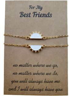 two bracelets with the words for my best friends on them, and an image of a