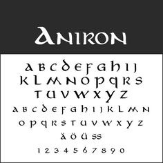 the font and numbers for an iron typeface