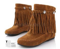 Womens Moccasin Bohemia Flats Fringe Tassel Faux Suede Ankle Boots Sz Us3.5-11.5 Boho Style Boots, Fringe Moccasin Boots, Boots Boho, Hippie Boots, Boho Boots, Faux Suede Boots, Girls Flats, Ankle Shoes, Mode Boho