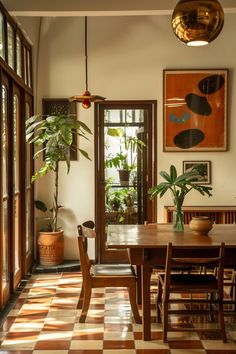 the dining room is clean and ready for us to use it's own plants