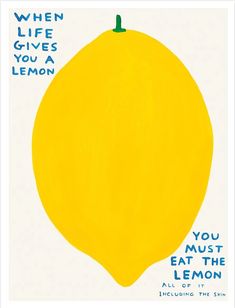 a lemon with the words when life gives you a lemon, you must eat the lemon