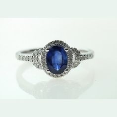 Decorate yourself in elegance with this Ring is crafted from 14-karat White Gold by Gin & Grace Ring. This Ring is made up of Oval-Cut Blue Sapphire (1 pcs) 1.17 carat and Round-cut White Diamond (42 Pcs) 0.23 Carat. This Ring is weight 3.07 grams. This delicate Ring is polished to a high finish shine. Blue Sapphire Ring, Blue Sapphire Rings, Natural Blue Sapphire, Delicate Rings, Real Diamonds, White Diamond, Oval Cut, Sapphire Ring, Gin