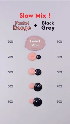 the instructions for how to mix pastel and black grey buttons on a white background