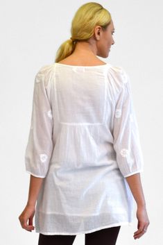 La Cera Women's Long Sleeve Embroidered Top - La Cera - 3 Long Sleeve Embroidered Dress, Stylish Tunic, Top Crafts, Wardrobe Style, Embroidered Top, Embroidered Dress, 100 Percent, White Top, Beautiful Hand