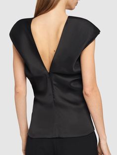 Concealed back zip closure. Model is wearing a size2 Latest Tops, Halter Neck Top, Satin Blouse, Satin Top, Pink Blouse, Silk Top, Black Silk, Silk Satin, White Black