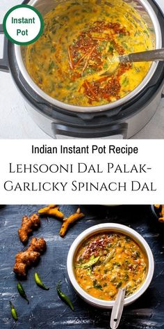 Vegan Dahl, Indian Instant Pot, Vegan Curries, Dal Palak Recipe, Instant Pot Spinach, Indian Spinach, Spinach Vegan, Aam Panna, Moong Dal Recipe