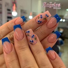 Carcase Iphone, Cherry Nails, Girly Acrylic Nails, Dots Nails, Nail Idea, Blue Nail, Easter Nails