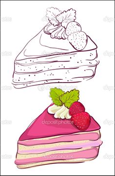 a piece of cake with strawberries on top