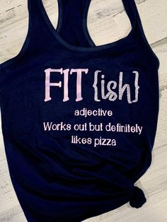 Get motivated with this exercise inspired tank. Perfect for someone who loves to workout but also LOVES to eat! Great for gym or CrossFit lover! Features a unique design with both glitter and metallic vinyl that pop against this navy blue racerback tank. This shirt is great to workout in or just wear in style. 60% cotton, 40% polyester Comes in navy with electric pink and pink glitter vinyl Customize it to make it unique. Please write exactly what you want in the blank for shirt to be customized Workout Tank Top With Letter Print, Blue Workout Activewear With Letter Print, Sporty Letter Print Tank Top For Workout, Stretch Letter Print Tank Top For Gym, Blue Letter Print Activewear For Gym, Workout Tank Activewear With Letter Print, Racerback Tank Top With Letter Print For Workout, Athleisure Stretch Tank Top With Graphic Print, Stretch Graphic Print Athleisure Tank Top