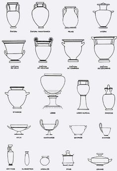 an image of different vases in black and white