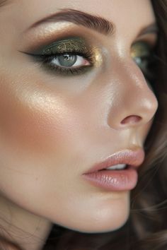 22+ Alluring Smokey Eye Makeup Ideas Glam Full Face Makeup, Dramatic Makeup For Green Eyes, Green Fall Makeup, Formal Smokey Eye Makeup, 40 Year Old Eye Makeup, Indian Eye Makeup Natural, Makeup Ideas Green Eyes, Smokey Eye For Green Eyes, Grunge Glam Makeup