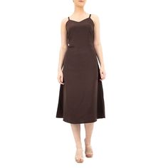 You'll love the sweet, simple style of this women's Nina Leonard midi slip dress. You'll love the sweet, simple style of this women's Nina Leonard midi slip dress. Godet insets on sides of the skirt provide a full look V-neck Sleeveless Crepe construction UnlinedFIT & SIZING 42 1/2-in. approximate length from shoulder to hem Midi length Slip silhouetteFABRIC & CARE Polyester Machine wash - Delicate Imported Size: Large. Color: Dark Brown. Gender: female. Age Group: adult. Elegant Midi Dress With Pockets For Daywear, A-line Sundress Slip Dress For Brunch, Solid Color Midi Dress With Spaghetti Straps For Brunch, Elegant Midi Suspender Dress For Day Out, Elegant Brown Slip Dress With Spaghetti Straps, Brown Slip Dress With Spaghetti Straps, Solid Midi Sundress For Brunch, Solid Color Midi Length Sundress With Suspenders, Elegant Midi Dress With Slip Pockets