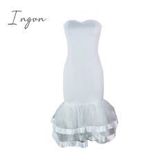 Brand Name: IngvnElasticity: High StrecthSleeve Style: StraplessFabric Type: KnittingPattern Type: PatchworkFit Type: Slim FitSilhouette: SheathNeckline: StraplessDecoration: RUFFLESStyle: RSVPDresses Length: Mid-CalfMaterial: CottonMaterial: PolyesterMaterial: SpandexMaterial: MeshMaterial: AssortedAge: Ages 35-45 Years OldType: RegularMaterial Composition: Synthetic fiberWaistline: Natural FactorsSleeve Length(cm): SleevelessSeason: All seasonProfile Type: HModel Number: A41453Gender: WOMENCol Summer Wedding Stretch Bodycon Dress, Spring Wedding Stretch Bodycon Dress, Stretch Sleeveless Bodycon Wedding Dress, Fitted Satin Mini Dress For Wedding Night, Sleeveless Stretch Bodycon Wedding Dress, Fitted Mini Dress For Wedding Night, White Slim Fit Party Dress, Fitted Mini Dress For Wedding Night In Summer, Strapless Fitted Wedding Bodycon Dress