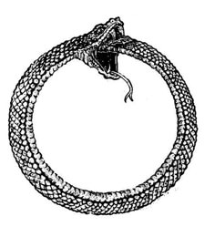 a drawing of a snake wrapped around a circle