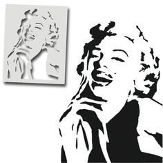 a stencil of a woman's face next to a cutout of a smiling girl