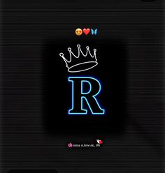 a neon sign with the letter r in it's center and two hearts above it