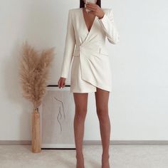 New With Tag Blogger’s Favorite Zara Best Sellers Zara New Collection Zara 2022 Zara Blazer Dress, White Blazer Dress, Draped Jacket, Zara Knitwear, Blazer Mini Dress, Cropped Blazer Jacket, Satin Blazer, Zara Blazer, Ecru Color