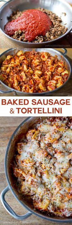 three different types of italian sausage and tortellini skillet