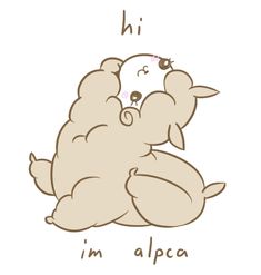 a cartoon animal with the words hi i'm alpaca