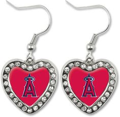 Los Angeles Angels Crystal Heart Earrings - Sunset Key Chains Crystal Heart Earrings, Heart Shaped Earrings, Philadelphia Phillies, Drops Design, Crystal Heart