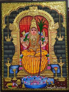 Kanchi Kamakshi Amman, Kamakshi Amman, Kanchi Kamakshi, Mandala Art Therapy, Goddess Artwork