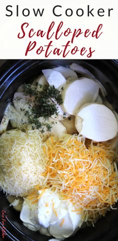 slow cooker meal with potatoes, cheese and grated parmesan on top