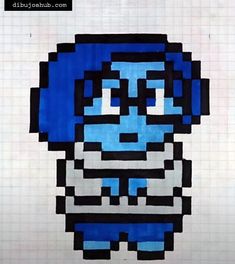 an image of a blue and white cartoon character with big eyes on it's face