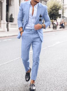 Men Linen Suits, Blue Prom Suit, Linen Suit Men, Mens Linen Suit, Blue Linen Suit, Sky Blue Suit, Summer Wedding Suits