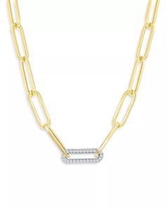 Bloomingdale's - Diamond Paperclip Necklace in 14K Yellow Gold, 0.70 ct. t.w. - 100% Exclusive Diamond Necklace With Paperclip Chain And Oval Links, Formal Diamond Jewelry With Paperclip Chain, Yellow Gold Diamond Necklace With Paperclip Chain, Single Cut Diamond Link Necklace, Diamond Necklace With Paperclip Chain, Classic Diamond Chain Link Necklace, Formal Diamond Necklace With Chain Link Design, Formal Diamond Necklace With Chain Link, Formal Diamond Necklace With Diamond Accents