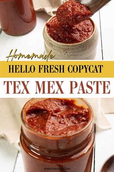 two jars filled with homemade hello fresh copycat tex mex paste