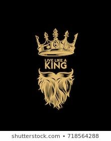 an image of a king with a beard and crown on it's head that says live like a king