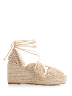 Oat beige jute espadrilles from Loewe Paula's Ibiza with classic woven wedge and nappa leather laces. Loewe Paula's Ibiza, Versace Designer, Best Wallet, Drop Dead, Gorgeous Shoes, Shoes Outlet, Wallet Bag, Cool Socks, Pump Sandals