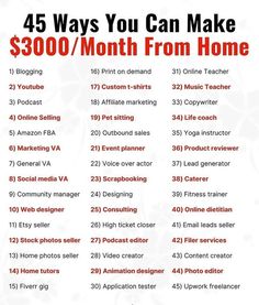 a red and white poster with the words $ 350 / month from home