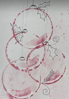 a watercolor drawing of a christmas ornament