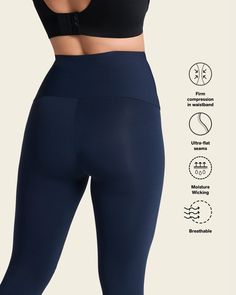 This legging is made of super-soft compression fabric for all-over shaping. Its high waistband features double-layered fabric for firm compression to comfortably flatten your tummy and shape your waist. It also has single-layered moderate compression in the legs for shaping and performance enhancement. This legging's light, breathable, moisture-wicking, ultra-soft fabric keeps you fresh and dry no matter what. This legging is uniquely versatile so that you can wear it during various activities, Shape Your Waist, Post Surgical Bra, Bridal Bra, Compression Bra, Strapless Bralette, Textured Leggings, Layered Fabric, Compression Garment, Legging Sport