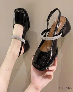 Lasaky - Classic Square-Toe Sandals featuring Buckle Strap, Mary Jane Design, and Chunky Heel for Womens Fashion Navy Blue Pumps, Party High Heels, Summer High Heels, Zapatos Mary Jane, Square Toe Shoes, Party Pumps, Square Toe Sandals, Womens Mary Janes, Blue Pumps