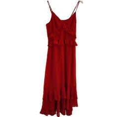 Senlis Red Raised Diamond Ruffle Hem Maxi Dress Womens New With Tags Retails$198 Size Medium This Beautiful Red Dress Is Fully Lined, And Has Raised Dots In The Shaped Of Diamonds. The Spaghetti Straps Are Adjustable. There Is A Ruffle Detail At The Chest And Waist, As Well As Tiered Ruffles At The Hem. There Is A Zipper, And Eye Hook Closure At The Side. Hand Wash Made From 100% Polyester Happy Shopping! Colors May Vary Slightly Due To Computer Monitors. Red Flowy Dress With Ruffles, Elegant Red Maxi Dress With Ruffle Hem, Red Fitted Tiered Midi Dress, Elegant Red Tiered Midi Dress, Red Flowy Ruffled Dress, Fitted Red Tiered Midi Dress, Fitted Tiered Red Midi Dress, Red Sleeveless Midi Dress With Ruffles, Red Tiered Midi Dress With Ruffles