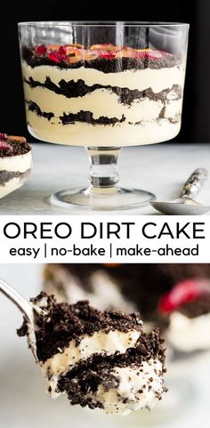 oreo dirt cake is an easy no bake dessert