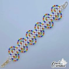 a beaded bracelet with multicolored beads