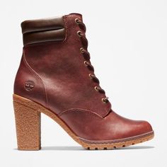 With sturdy heels and textured lug outsoles, our Tillston 6-inch women's boots were built for confidence, blending classic Timberland leather-boot styling with a modern aesthetic. | Timberland Women's Tillston 6-Inch Boots Burgundy Full-Grain, Size Medium Timberland Heels Outfit, Classic Timberland, Boot Styling, Timberland Leather Boots, Timberland Heels, Timberland Classic, Timberland Women, Black Boots Tall, Closed Toe Shoes