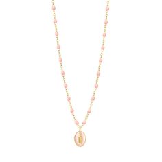 Gigi Clozeau - Madone resin charm Classic Gigi Baby Pink necklace, Yellow Gold, 16.5 Necklace Rose Gold, Pink Necklace, Gold Baby, Necklace Rose, Resin Charms, Ancient Symbols, The South Of France, Resin Pendant, Color Lines