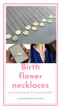 the birth flower necklaces are personalized and handmade by laalee jewelry