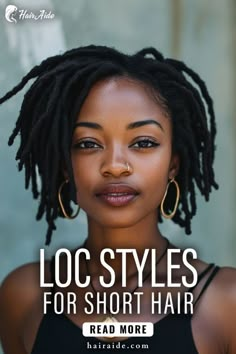 Short locs, endless possibilities! Get inspired by these unique loc styles. 🌺✨ Dreadlock Styles For Short Locs, Starter Locs Fine Hair, Easy Diy Loc Styles, Loc Styles Shoulder Length, Loc Styles For Medium Length Locs, Easy Short Loc Styles For Women, Shoulder Length Loc Styles, Short 4c Locs, Medium Locs Black Women