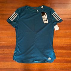 Nwt Adidas Teal/Blue Athletic T-Shirt. Never Worn, Perfect Condition. Royal Blue Shorts, Adidas Tank Top, Adidas Tee, Adidas Blue, Purple Shorts, Active Wear Shorts, Pink Adidas, Athletic Shirts, Adidas Tops