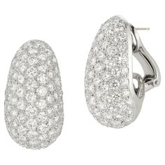 Van Cleef & Arpels Pave Diamond Earrings A pair of platinum earrings set with 154 round cut diamonds weighing approximately 10.78 carats Signed VCA and numbered Length: 1.13" Back Type: Clip on with post Van Cleef & Arpels, Pave Diamond Earrings, Platinum Earrings, Van Cleef And Arpels, Van Cleef Arpels, Van Cleef, Money From Home, Round Cut Diamond, Pave Diamonds